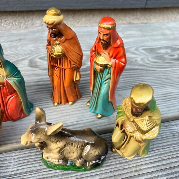 Vtg 1970s Sears - Japan Made - 10 Pc - Nativity Colorful 5" Figurines - Picture 4 of 10